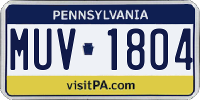 PA license plate MUV1804