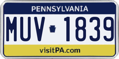 PA license plate MUV1839