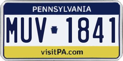PA license plate MUV1841