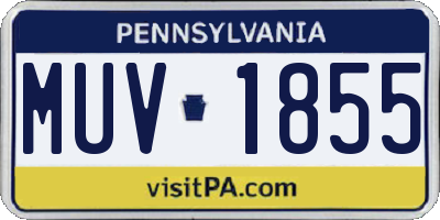 PA license plate MUV1855