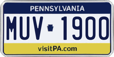 PA license plate MUV1900