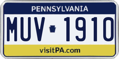 PA license plate MUV1910