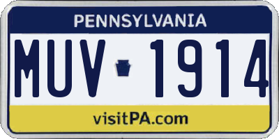 PA license plate MUV1914