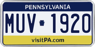 PA license plate MUV1920