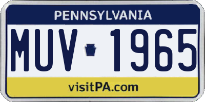 PA license plate MUV1965