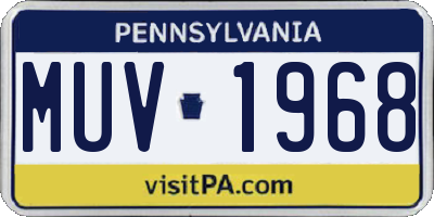 PA license plate MUV1968