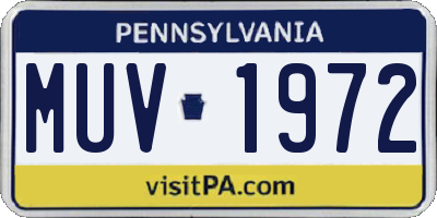 PA license plate MUV1972