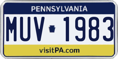 PA license plate MUV1983