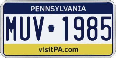 PA license plate MUV1985