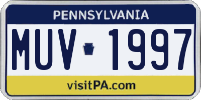 PA license plate MUV1997