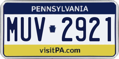 PA license plate MUV2921
