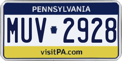 PA license plate MUV2928