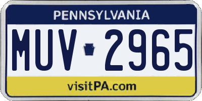 PA license plate MUV2965