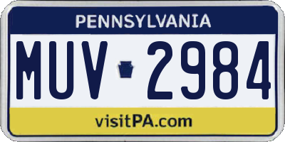 PA license plate MUV2984