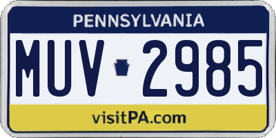 PA license plate MUV2985