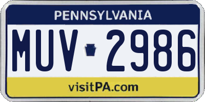 PA license plate MUV2986