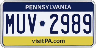 PA license plate MUV2989