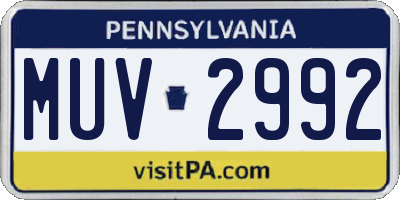 PA license plate MUV2992