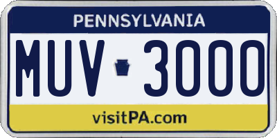 PA license plate MUV3000