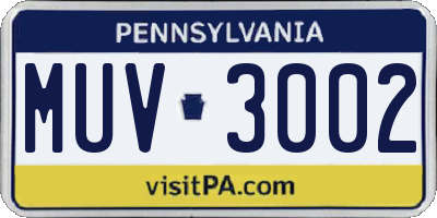 PA license plate MUV3002