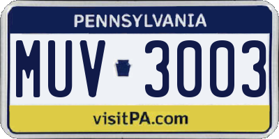 PA license plate MUV3003