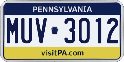 PA license plate MUV3012