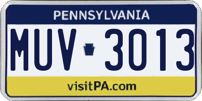 PA license plate MUV3013