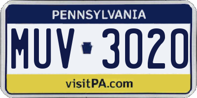 PA license plate MUV3020