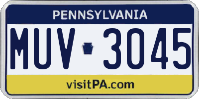 PA license plate MUV3045