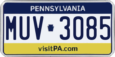 PA license plate MUV3085