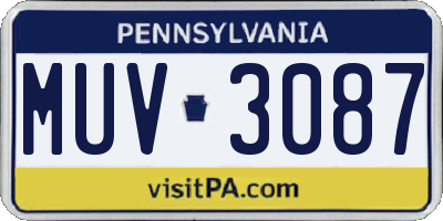 PA license plate MUV3087