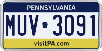 PA license plate MUV3091