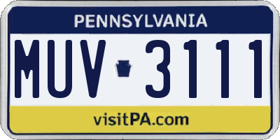 PA license plate MUV3111