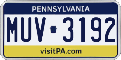 PA license plate MUV3192