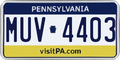 PA license plate MUV4403