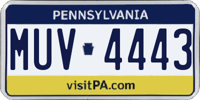 PA license plate MUV4443