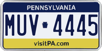 PA license plate MUV4445
