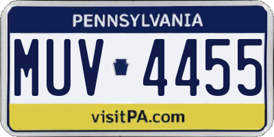 PA license plate MUV4455