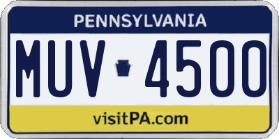 PA license plate MUV4500