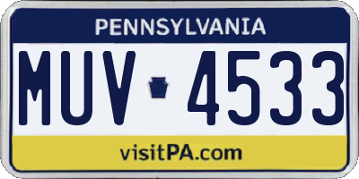 PA license plate MUV4533