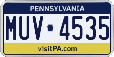 PA license plate MUV4535