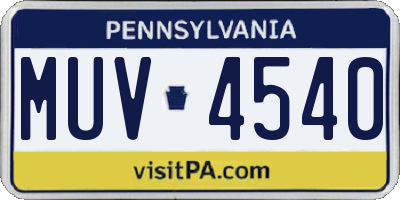 PA license plate MUV4540