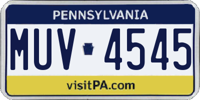 PA license plate MUV4545