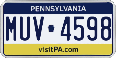 PA license plate MUV4598