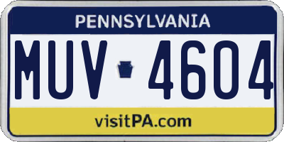 PA license plate MUV4604