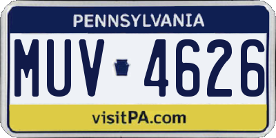 PA license plate MUV4626