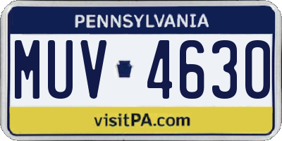 PA license plate MUV4630