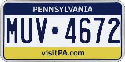 PA license plate MUV4672