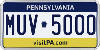 PA license plate MUV5000
