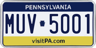 PA license plate MUV5001